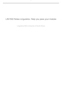 LIN1502 Notes Linguistics The STUDY UNITS LANGUAGE