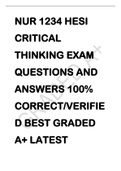 NUR 1234 HESI CRITICAL THINKING EXAM QUESTIONS AND ANSWERS 100% CORRECT/VERIFIED BEST GRADED A+ LATEST UPDATE 2022/23
