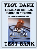 TEST BANK FOR LEGAL & ETHICAL ISSUES IN NURSING, 6TH EDITION BY GINNY WACKER GUIDO Legal and Ethical Issues in Nursing, Guido, 6th Edition Test Bank Isbn-9780133355871 Additionally Included is the Guido, Instructor’s Resource Manual, Legal & Ethical Issue