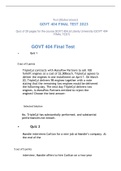 	Test (Elaborations) GOVT 404 FINAL TEST 2023 Quiz of 29 pages for the course GOVT 404 at Liberty University (GOVT 404 FINAL TEST)