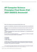 AP Computer Science  Principles Final Exam (Fall  2021-202023) Answered