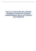 HESI A2 V2 QUESTIONS AND ANSWERS GRAMMAR, VOCABULARY, READING COMPREHENSION, MATH, A&P, BIOLOGY AND CHEMISTRY LATEST UPDATE 2023