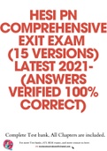 HESI PN COMPREHENSIVE EXIT EXAM (15 VERSIONS) LATEST 2021- (ANSWERS VERIFIED 100% CORRECT)