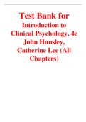 Introduction to Clinical Psychology 4th Edition By John Hunsley, Catherine Lee (Test Bank)