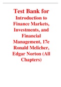 Test Bank for Introduction to Finance Markets, Investments, and Financial Management 17th Edition By Ronald Melicher, Edgar Norton