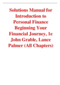 Introduction to Personal Finance Beginning Your Financial Journey, 1e by John Grable, Lance Palmer (Solutions Manual)