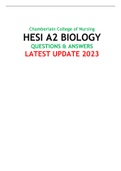 Chamberlain College of Nursing HESI A2 BIOLOGY V1 & V2 QUESTIONS & ANSWERS LATEST UPDATE 2023