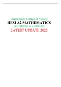 Chamberlain College of Nursing HESI A2 MATHEMATICS QUESTIONS & ANSWERS LATEST UPDATE 2023