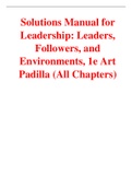 Leadership Leaders, Followers, and Environments, 1e Art Padilla (Solutions Manual)