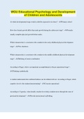 WGU Educational Psychology and Development of Children and Adolescents &vert; 50 Questions with 100&percnt; Correct Answers &vert; Verified &vert; Latest Update