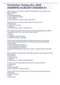 Penetration Testing ALL QUIZ ANSWERS ALREADY GRADED A&plus;