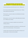 WGU EDUCATIONAL PSYCHOLOGY AND DEVELOPMENT OF CHILDREN AND ADOLESCENTS &vert; 50 Questions with 100&percnt; Correct Answers &vert; Verified &vert; Latest Update