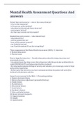 Mental Health Assessment Questions And answers