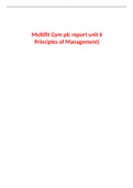 Multifit Gym plc report unit 6 Principles of Management