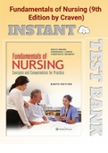 (Complete info) Test Bank for Fundamentals of Nursing 9th Edition by Craven All chapters latest 2023 guide