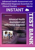 (Download Latest Guide) Advanced Health Assessment and Differential Diagnosis Essentials for Clinical Practice Ist Edition Myrick Test Bank 2023| latest