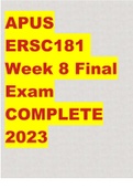 APUS ERSC181 Week 8 Final Exam COMPLETE 2023