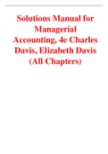 Managerial Accounting 4th Edition By Charles Davis&comma; Elizabeth Davis &lpar;Solutions Manual&rpar;