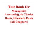 Managerial Accounting 4th Edition By Charles Davis&comma; Elizabeth Davis &lpar;Test Bank&rpar;