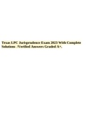Texas LPC Jurisprudence Exam 2023 With Complete Solutions &sol;Verified Answers Graded A&plus;&period;