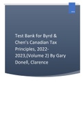 Test Bank for Byrd & Chen's Canadian Tax Principles, 2022-2023,(Volume 2) By Gary Donell, Clarence