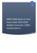 NRNP 6568 Week 11 Final Exam Latest 2023-2024 Walden University (100% Verified Q & A )