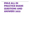 PNLE ALL IN  PRACTICE EXAMS  QUESTIONS AND  ANSWERS 2023