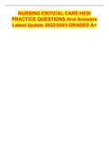 NURSING CRITICAL CARE HESI PRACTICE QUESTIONS And Answers Latest Update 2022&sol;2023 GRADED A&plus;