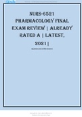 NR 6521 Advanced Pharmacology Final Exam Review Already Rated A Latest, 2021.