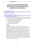 TEST BANK FOR PSYCHIATRICMENTAL HEALTH NURSING 6THEDITION BY VIDEBECK