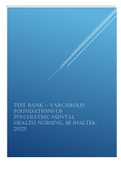 Test bank For Varcarolis' Foundations of Psychiatric-Mental Health Nursing 9th Edition