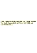 Lewis’s Medical Surgical Nursing 11th Edition Harding Test Bank Chapter 1-68. All FULL, REVISED and Complete Guide A+. 
