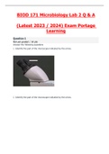 BIOD 171 / BIOD171 Microbiology Lab 2 Exam (Latest 2023 / 2024) Q & A Portage Learning