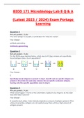 BIOD 171 / BIOD171 Microbiology Lab 8 Exam (Latest 2023 / 2024) Q & A Portage Learning