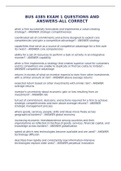BUS 4385 EXAM 1 QUESTIONS AND ANSWERS-ALL CORRECT
