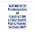 Test Bank for Fundamentals of Nursing 11th Edition Potter Perry, Newest Version-2022