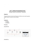Lab 7: Testing and Analyzing Circuit Using Thévenin and Norton Theorems