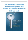 All completed Chapters Accounting Information Systems, 12th edition by (Romney Stein Bart) test bank