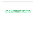 NR 503 Epidemiology Final Exam ( Version 1) / NR503 Final Exam 2023: Population Health, Epidemiology & Statistical Principles: Chamberlain College Of Nursing | 100 % VERIFIED ANSWERS, GRADE A