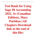 Using Sage 50 Accounting 2021, 1e (Canadian Edition), By Mary Purbhoo (Test Bank)