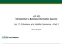 MIS 303 Introduction to Business Information Systems