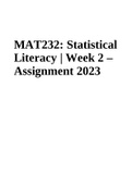 MAT 232: Statistical Literacy | Week 2 – Assignment 2023