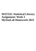 MAT 232: Statistical Literacy Assignment: Week 3 MyStatLab Homework 2023