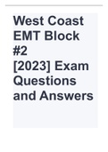 West Coast EMT Block #2 [2023] Exam Questions and Answers