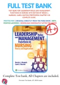 Test Bank For Leadership Roles and Management Functions in Nursing 10th Edition By Bessie L. Marquis; Carol Huston 9781975139216 Chapter 1-25 Complete Guide .