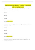 Drug Dosage Calculations Practice 1 questions with correct answers