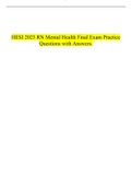 HESI 2023 RN Mental Health Final Exam Practice Questions with Answers. 	