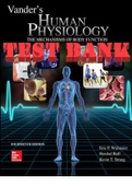 Vander's Human Physiology The Mechanisms of Body Function 14th Edition by Eric Widmaier, Hershel Raff and Kevin Strang. ISBN-13 978-1259294099. All Chapters 1-18. (Complete Downlaod). 856 Pages. TEST BANK. 