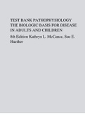 TEST BANK PATHOPHYSIOLOGY THE BIOLOGIC BASIS FOR DISEASE IN ADULTS AND CHILDREN 8th Edition Kathryn L&period; McCance&comma; Sue E&period; Huether