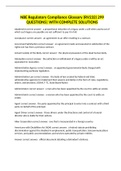 NBE Regulatory Compliance Glossary &lpar;RV232&rpar; 299 QUESTIONS&vert; WITH COMPLETE SOLUTIONS